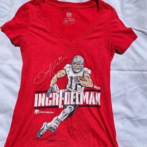 Red Pro-Merch V Neck Julian Edelman T-Shirt